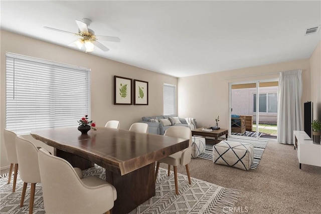 19071 Stoddard Way, Apple Valley, CA 92308 - carpeted dining room with a ceiling fan