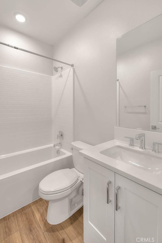 6 Crown Point Dr, Rancho Mission Viejo, CA 92694 - bathroom with bathing tub / shower combination, vanity, toilet, and wood finished floors