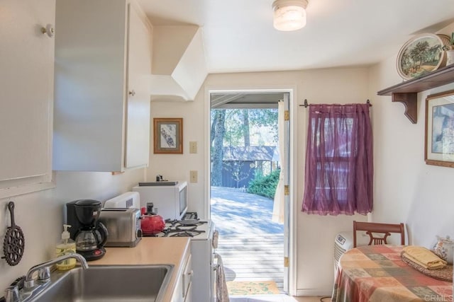 2112 Whispering Pines Dr, Julian, CA 92036 - kitchen featuring a sink, white microwave, and light countertops