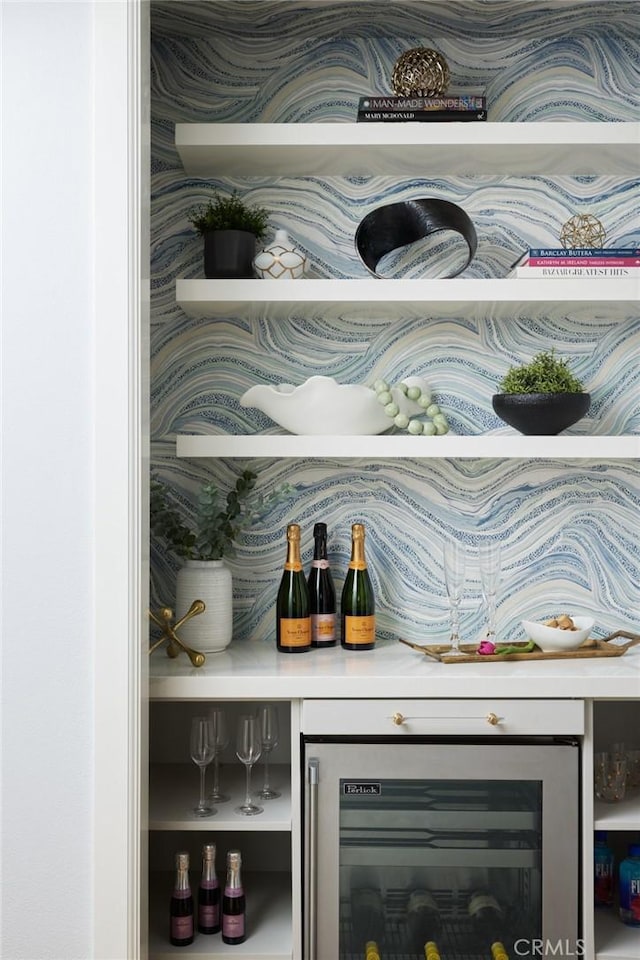 bar featuring wine cooler