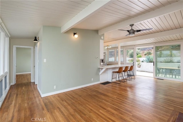 1503 Calle Sacramento, San Clemente, CA 92672 - living area with plenty of natural light, baseboards, wood finished floors, and a ceiling fan
