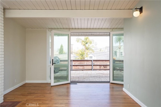 1503 Calle Sacramento, San Clemente, CA 92672 - unfurnished room featuring wood finished floors, baseboards, and wood ceiling