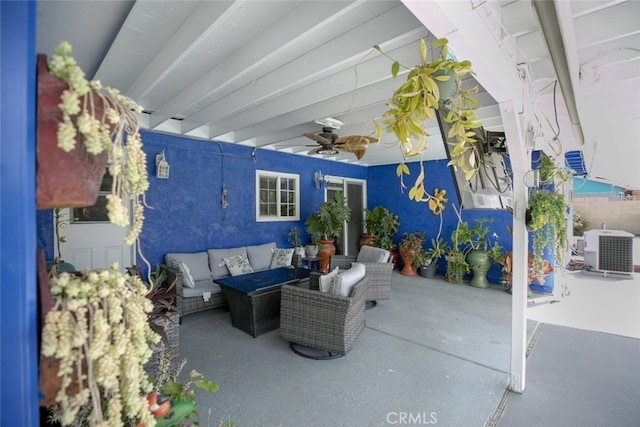 610 Woodington Dr, Lancaster, CA 93535 - view of patio / terrace featuring outdoor lounge area, ceiling fan, and central AC