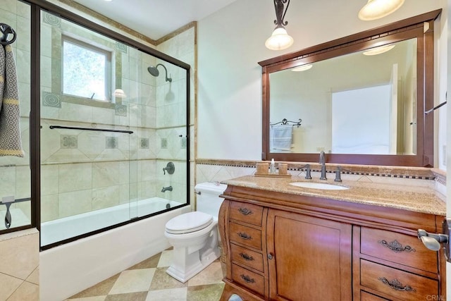11558 Creek Rd, Poway, CA 92064 - full bath featuring vanity, combined bath / shower with glass door, and tile walls