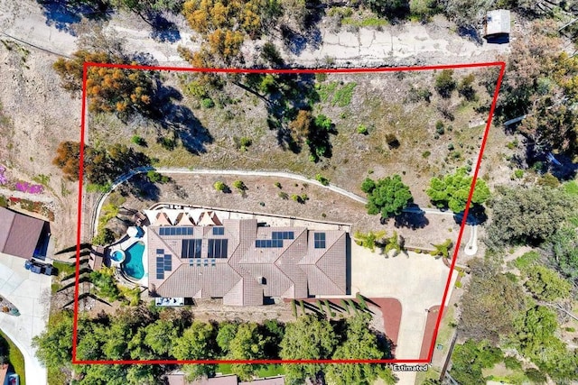 11558 Creek Rd, Poway, CA 92064 - aerial overview of property's location featuring property boundaries highlighted