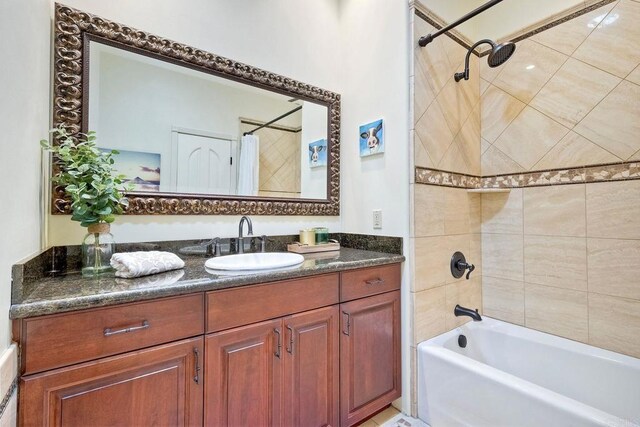 11558 Creek Rd, Poway, CA 92064 - bathroom with shower / bathtub combination with curtain and vanity