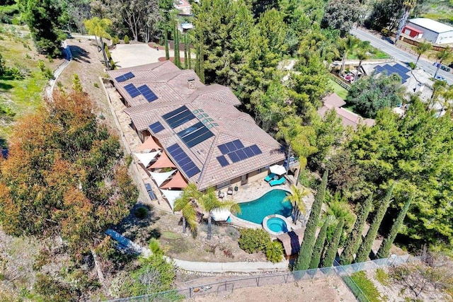 11558 Creek Rd, Poway, CA 92064 - aerial view of property and surrounding area featuring a pool and a tree filled landscape