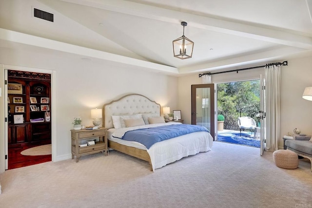 11558 Creek Rd, Poway, CA 92064 - carpeted bedroom featuring access to outside, lofted ceiling, and french doors