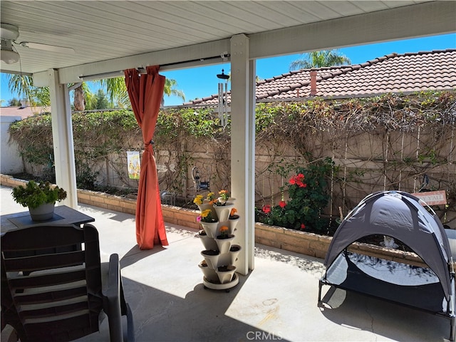 23796 Corte Picante, Murrieta, CA 92562 - view of patio with a fenced backyard and ceiling fan