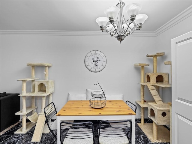 12720 Burbank Blvd Unit 323, Valley Village, CA 91607 - dining room featuring a chandelier and ornamental molding