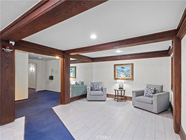 12720 Burbank Blvd Unit 323, Valley Village, CA 91607 - living area with beamed ceiling