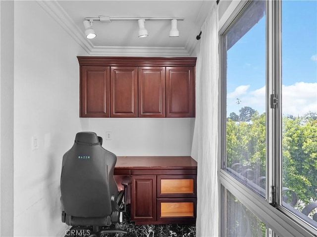 12720 Burbank Blvd Unit 323, Valley Village, CA 91607 - home office with track lighting and ornamental molding