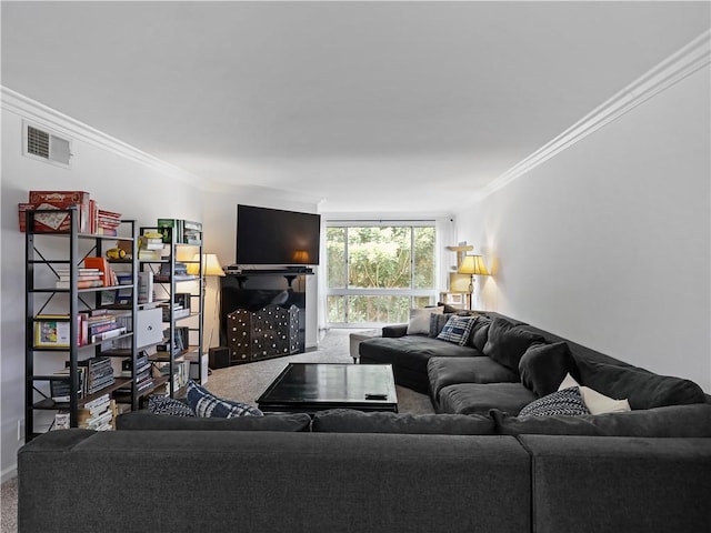 12720 Burbank Blvd Unit 323, Valley Village, CA 91607 - living room with carpet floors and ornamental molding