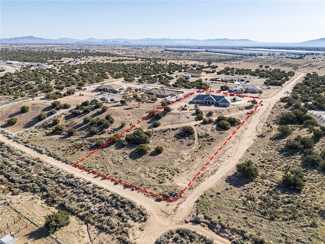 7922 Los Palmas Dr, Oak Hills, CA 92344 - bird's eye view featuring a rural view, a mountain view, and view of desert