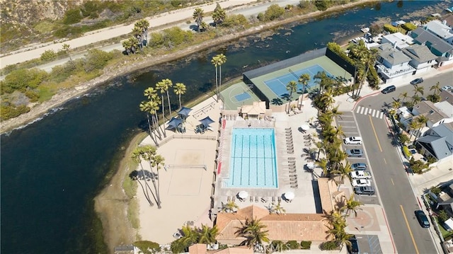 237 Canal St, Newport Beach, CA 92663 - aerial view of a nearby body of water and a pool area
