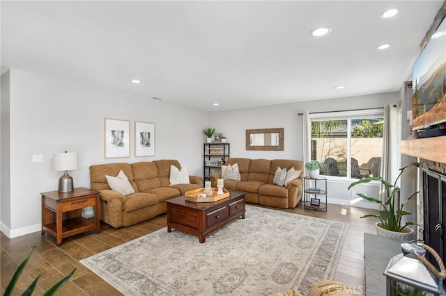 30249 Spray Dr, Canyon Lake, CA 92587 - living area featuring recessed lighting, baseboards, and wood finished floors