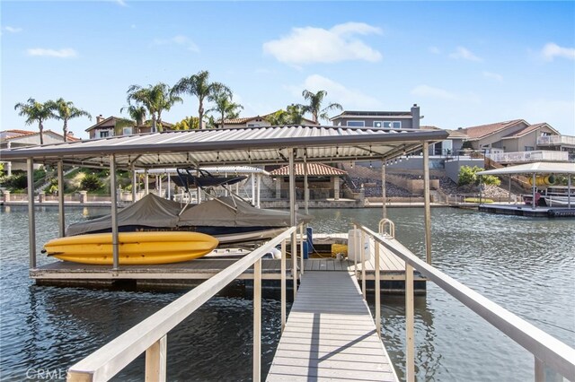 30249 Spray Dr, Canyon Lake, CA 92587 - dock area featuring boat lift and a water view