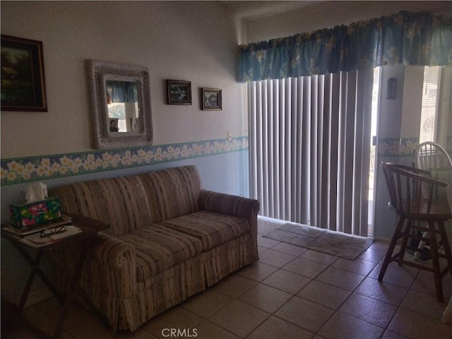 view of tiled living area