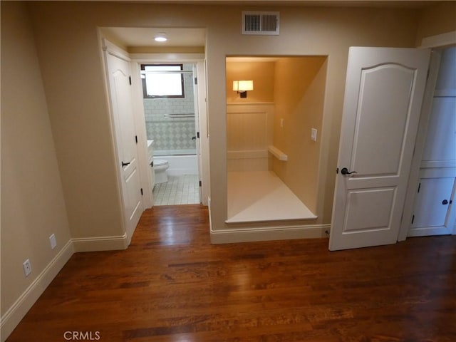 304 27th St, Manhattan Beach, CA 90266 - hallway with dark wood-type flooring and baseboards