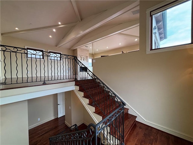 304 27th St, Manhattan Beach, CA 90266 - stairs featuring wood finished floors and recessed lighting