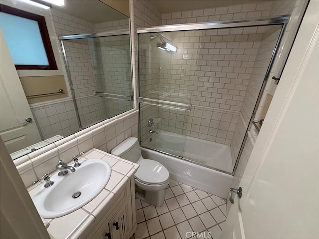 304 27th St, Manhattan Beach, CA 90266 - bathroom featuring vanity, shower / bath combination with glass door, and tile patterned floors