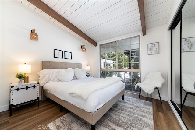 22838 Epsilon St, Woodland Hills, CA 91364 - bedroom with wooden ceiling and wood finished floors