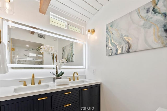 22838 Epsilon St, Woodland Hills, CA 91364 - bathroom with double vanity and a walk in shower