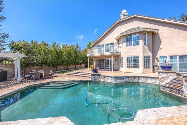 880 E 24th St, Upland, CA 91784 - view of swimming pool with a pergola and a patio