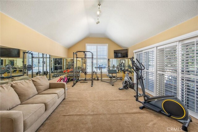 880 E 24th St, Upland, CA 91784 - gym featuring carpet flooring and vaulted ceiling