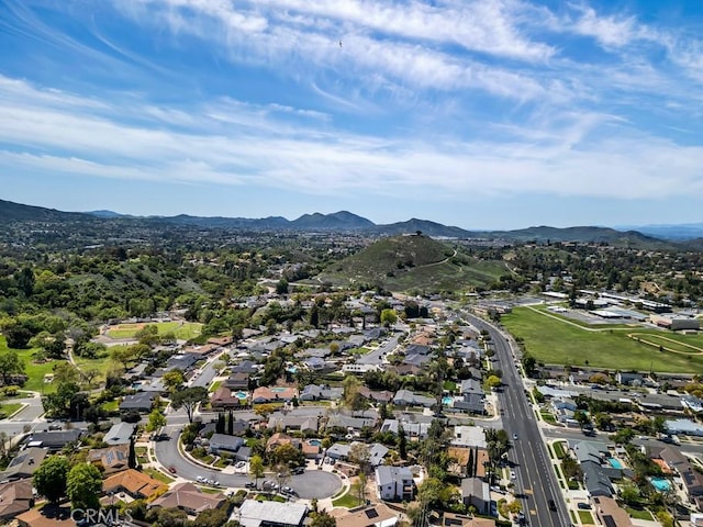 drone / aerial view with a mountain view and a residential view