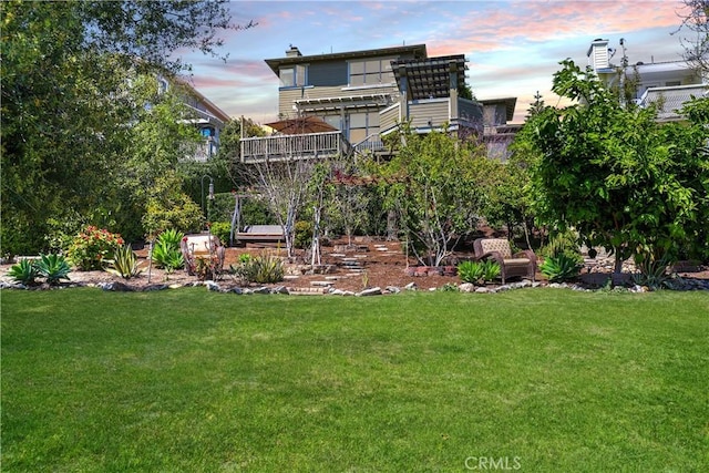 yard at dusk with stairway