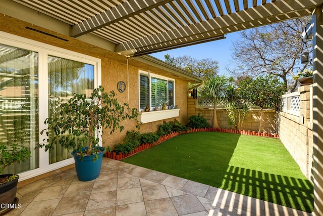 28210 Village 28, Camarillo, CA 93012 - view of yard featuring a fenced backyard, a pergola, a patio area, and french doors