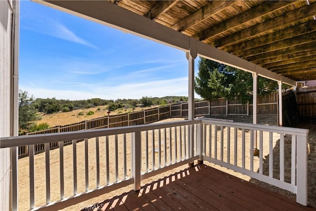 wooden deck featuring a fenced backyard