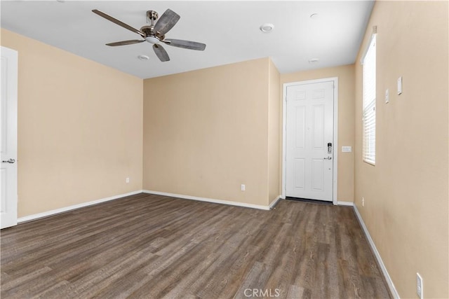 17938 Caraway Ct, San Bernardino, CA 92407 - spare room with wood finished floors, baseboards, and a ceiling fan
