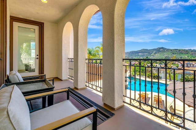 balcony with a mountain view