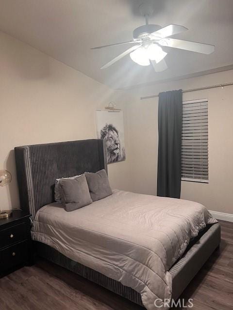 2899 Amber Dr, Corona, CA 92882 - bedroom with baseboards, wood finished floors, and ceiling fan