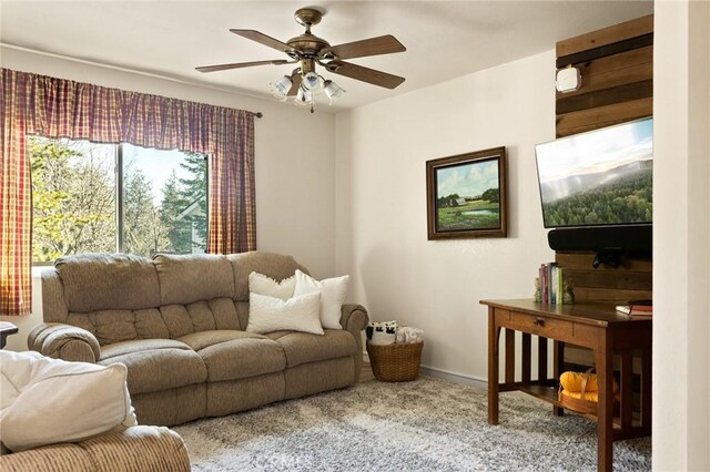 337 Lookout Dr, Twin Peaks, CA 92391 - living area featuring baseboards and a ceiling fan