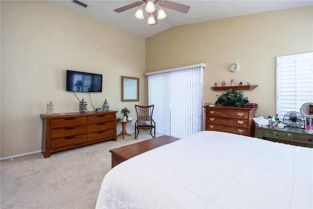 24182 Via Llano, Murrieta, CA 92562 - carpeted bedroom with vaulted ceiling and a ceiling fan
