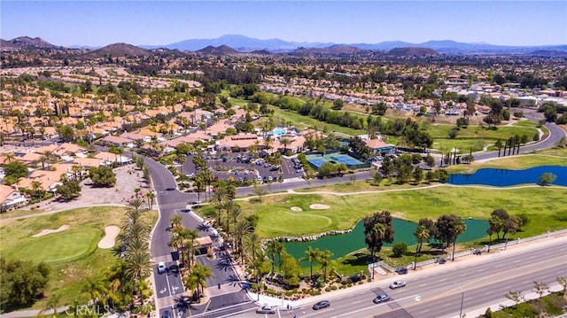 24182 Via Llano, Murrieta, CA 92562 - aerial view of property's location with a water and mountain view, a golf course, and nearby suburban area