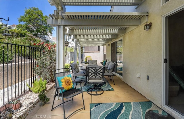 24182 Via Llano, Murrieta, CA 92562 - view of patio / terrace featuring fence, outdoor dining area, and a pergola