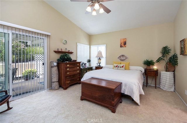 24182 Via Llano, Murrieta, CA 92562 - bedroom with access to outside, light carpet, multiple windows, and high vaulted ceiling