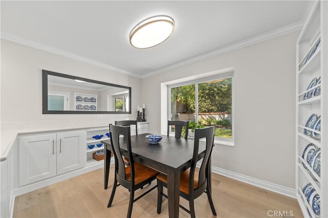 351 W Northridge Ave, Glendora, CA 91741 - dining space featuring light wood-style floors, baseboards, and ornamental molding