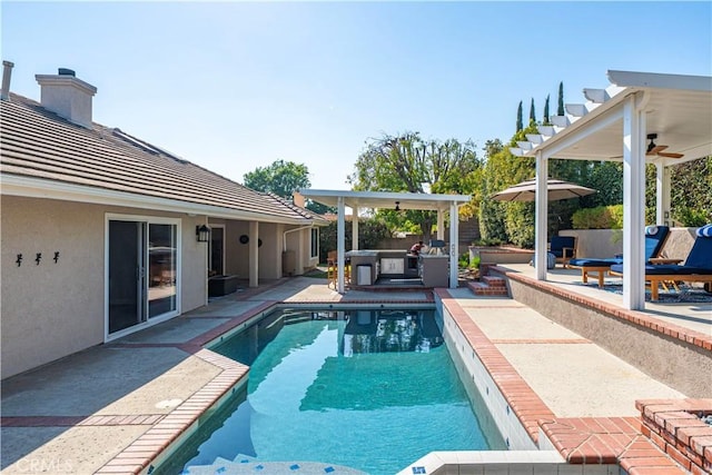 351 W Northridge Ave, Glendora, CA 91741 - outdoor pool with a patio area and a ceiling fan
