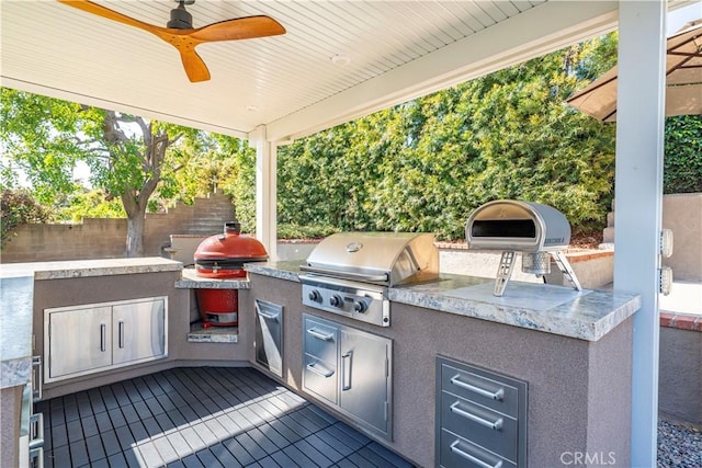 351 W Northridge Ave, Glendora, CA 91741 - view of patio / terrace with a grill, area for grilling, a ceiling fan, and fence