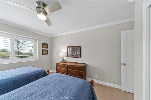 351 W Northridge Ave, Glendora, CA 91741 - bedroom with baseboards, light wood-type flooring, ceiling fan, and a textured ceiling