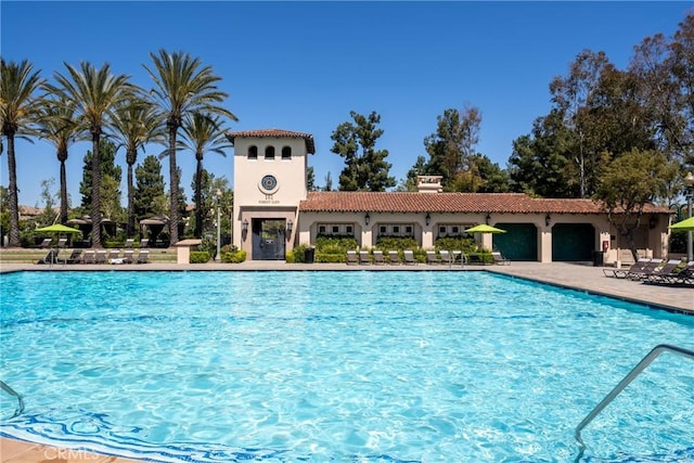 pool featuring a patio area