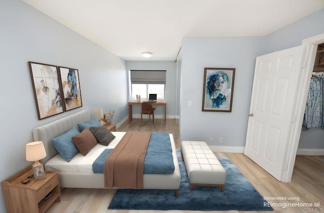 bedroom featuring baseboards and light wood-type flooring