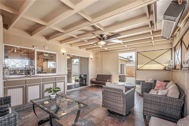 view of patio featuring outdoor lounge area and ceiling fan