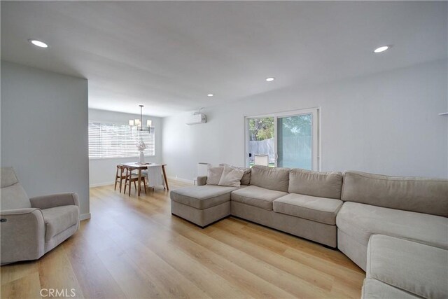 4210 Sirius Ave, Lompoc, CA 93436 - living area featuring baseboards, light wood-type flooring, a notable chandelier, and recessed lighting