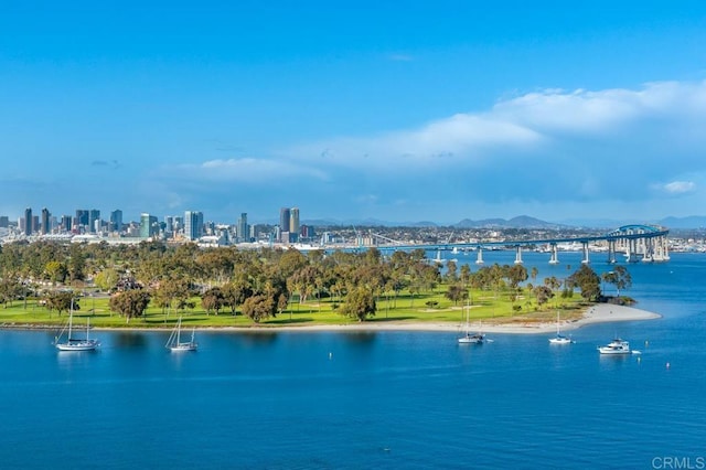 water view featuring a city view and a mountain view